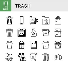 trash simple icons set