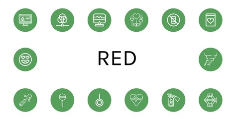 red simple icons set