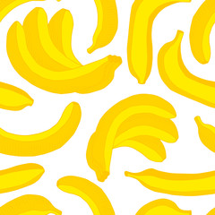 Obraz na płótnie Canvas Yellow banana on white background. Hand drawn seamless pattern. Stock vector illustration.