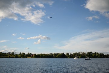 View of the Klyazma reservoir of the Moscow canal near the village of Ostashkovo