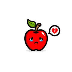 Vector design of a sad sad fresh apple