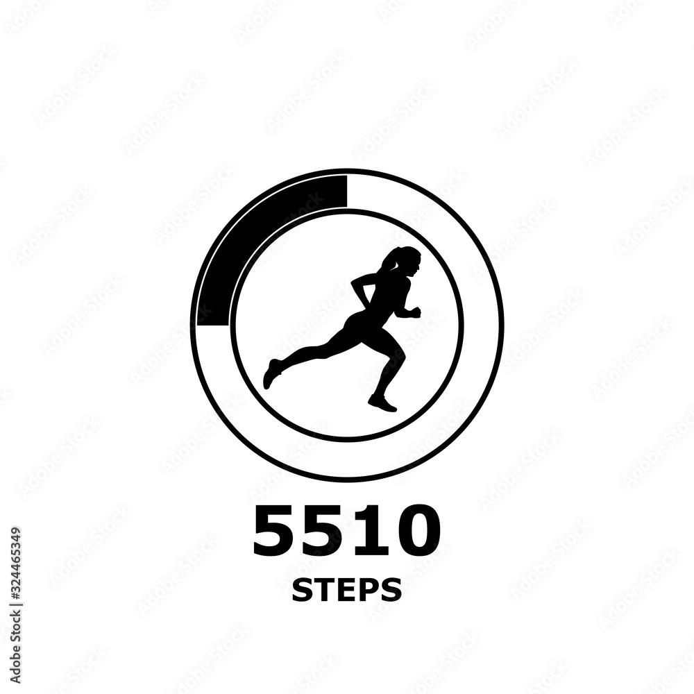 Wall mural Run or fitness steps tracker app icon isolated on white background