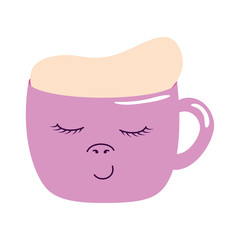 cup ceramic with smile kawaii style icon vector illustration design