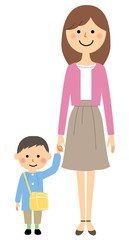 親子　園児とお母さん