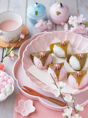 Fototapeta na wymiar ひな祭り 2色の桜餅