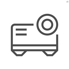 Projector of film production technology vector icon design,  48X48 pixel perfect and editable stroke.