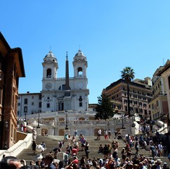 Rome, Italy, June 2, 2017 Rome Spanish Steps evocative image of the Spanish Steps in a beautiful sunny day