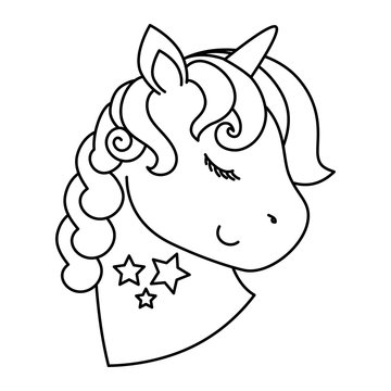 recommend clip art: head of cute unicorn fantasy line style icon vector illustration design