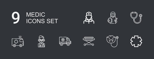 Editable 9 medic icons for web and mobile