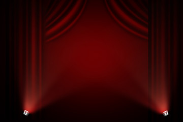 Red curtain stage theater background
