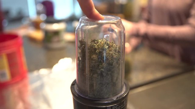 Grinding weed in electric blender