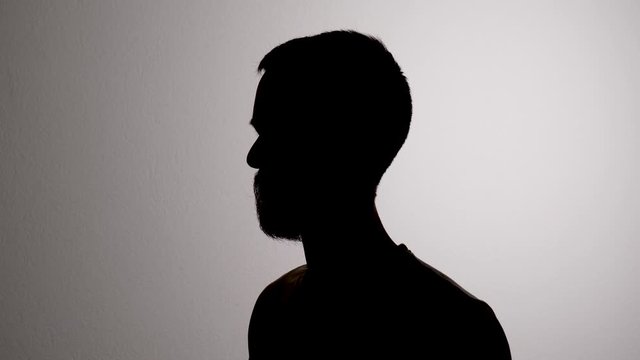 Silhouette of Man with Sickness Taking Off Hygiene Medical Mask