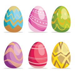 Easter eggs with different texture isolated on white background.