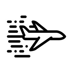 Flying Airplane Icon Vector. Outline Flying Airplane Sign. Isolated Contour Symbol Illustration