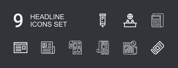 Editable 9 headline icons for web and mobile