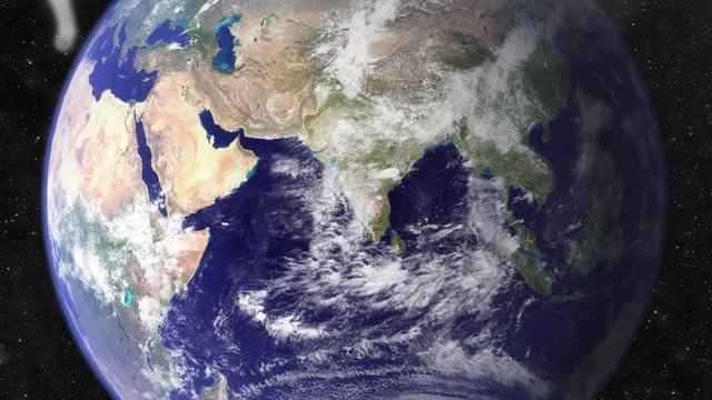 Breathtaking animation of Earth from the International Space Station. The camera floats backwards from space to the interior of the satellite. Clip contains, planet Earth, stars, space, satellite.