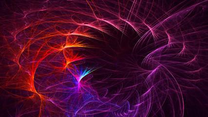 3D rendering abstract red fractal light background