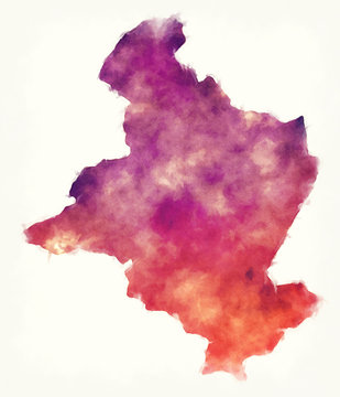 Sidi-Bouzid governorate watercolor map of Tunisia illustration