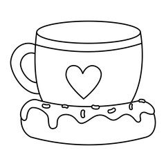cup ceramic with delicious cake vector illustration design