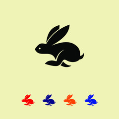 Rabbit logo design icon. Black rabbit logo design template.
