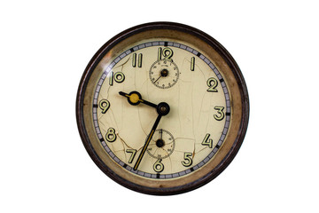 Old vintage decorated analog clock face 