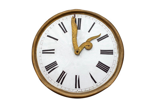 Old vintage snake handles clock face
