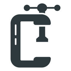 C clamp compress icon on white background	