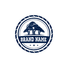Trees logo design template. Trees cirle bagde logo. 