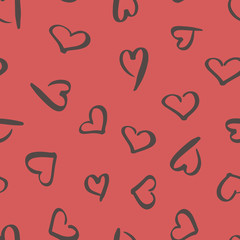 Vector abstract seamless background with hearts. Great for paper, card, wallpaper, banner, fabric, interior. Hand-drawn illustration.