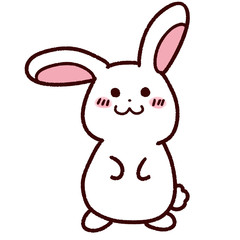 手描き風のかわいい白ウサギ