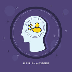 Business management icon concept with human head