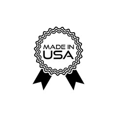 Black Made in USA badge isolated on white background