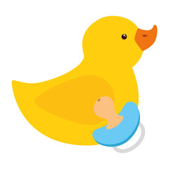 cute pacifier baby with rubber duck isolated icons vector illustration design