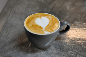 coffee in cap with hart milk, cappuccino