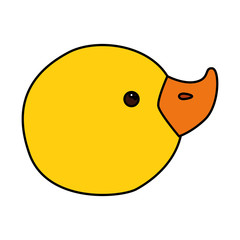 face of cute duck rubber toy isolated icon vector illustration design