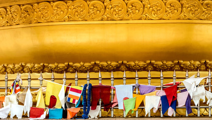 buddhist flag gold background in vesak day banner