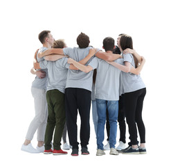 Fototapeta premium in full growth. a group of young people standing in a circle