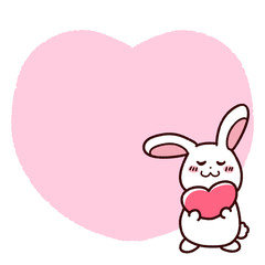 ハートを持ったウサギとハートフレーム2