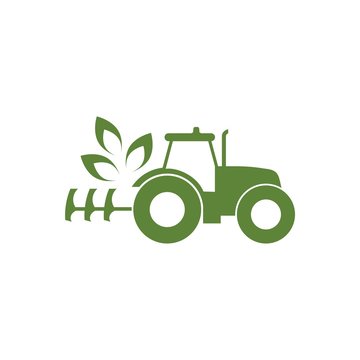 Agriculture and farming icon with a tractor. Ecology Tractor logo