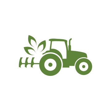 Agriculture and farming icon with a tractor. Ecology Tractor logo