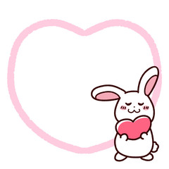 ハートを持ったウサギとハートフレーム1