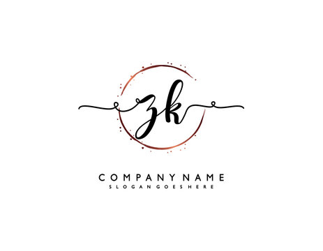 letter ZK KZ minimalist feminine handwriting logo. vector design of wedding invitation badges, fashion, beauty,