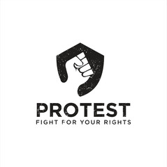 Protest Logo Design Vector Stock . Protest logo . Revolution Raised Fist Logo . American Usa Protest Logo Vector Design	