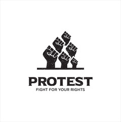 Protest Logo Design Vector Stock . Protest logo . Revolution Raised Fist Logo . American Usa Protest Logo Vector Design	