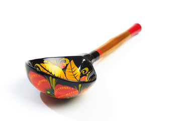 Russian national wooden spoon isolated on white background - IMAGE