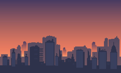 Fototapeta na wymiar Beautiful city silhouette in the morning with sunrise.