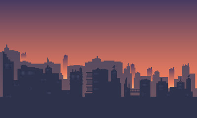 Fototapeta na wymiar City silhouette with the atmosphere at dusk.