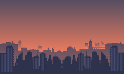 Fototapeta na wymiar City silhouette with the atmosphere at dusk.