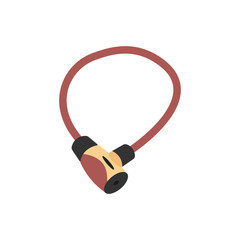 bicycle equipment lock mountain bike. Flat vector illustration