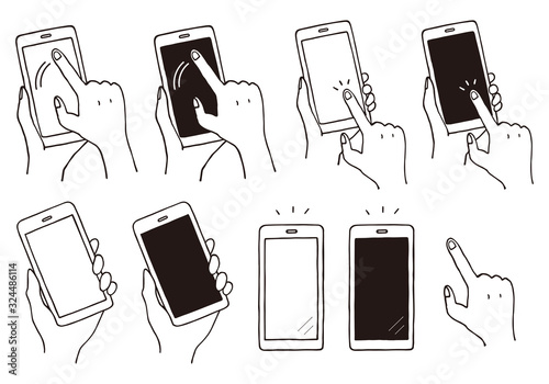 スマホ操作の手描き風イラスト Business Poster Busine ちーぼう